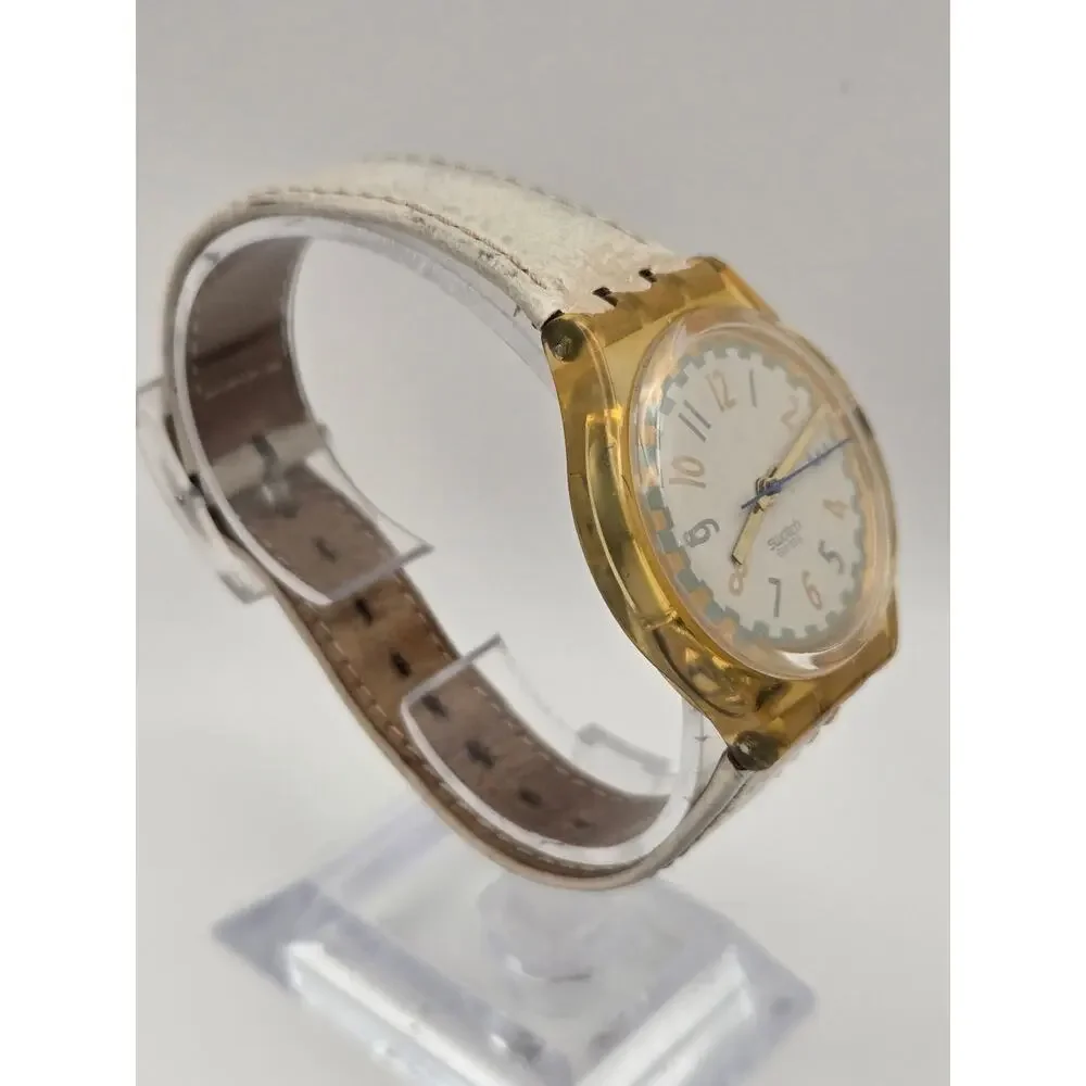 Vintage Swatch Swiss Quartz Watch Gold White 305